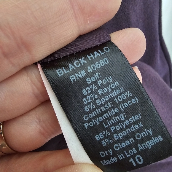 Black Halo "Guipure" Purple and Black Sheath Dress - Picture 10 of 10